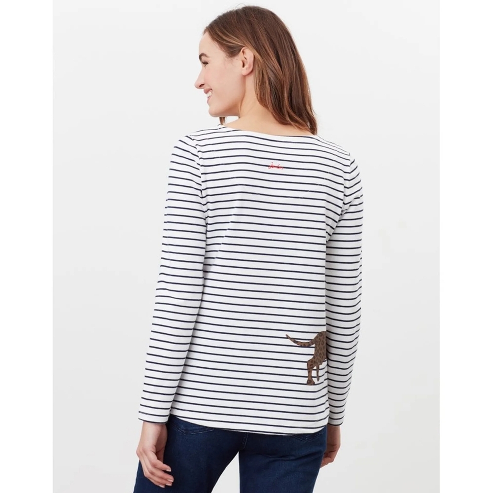 Joules White Black Striped Dachshund Dog Long Sleeve Top SZ 10 - Picture 6 of 6